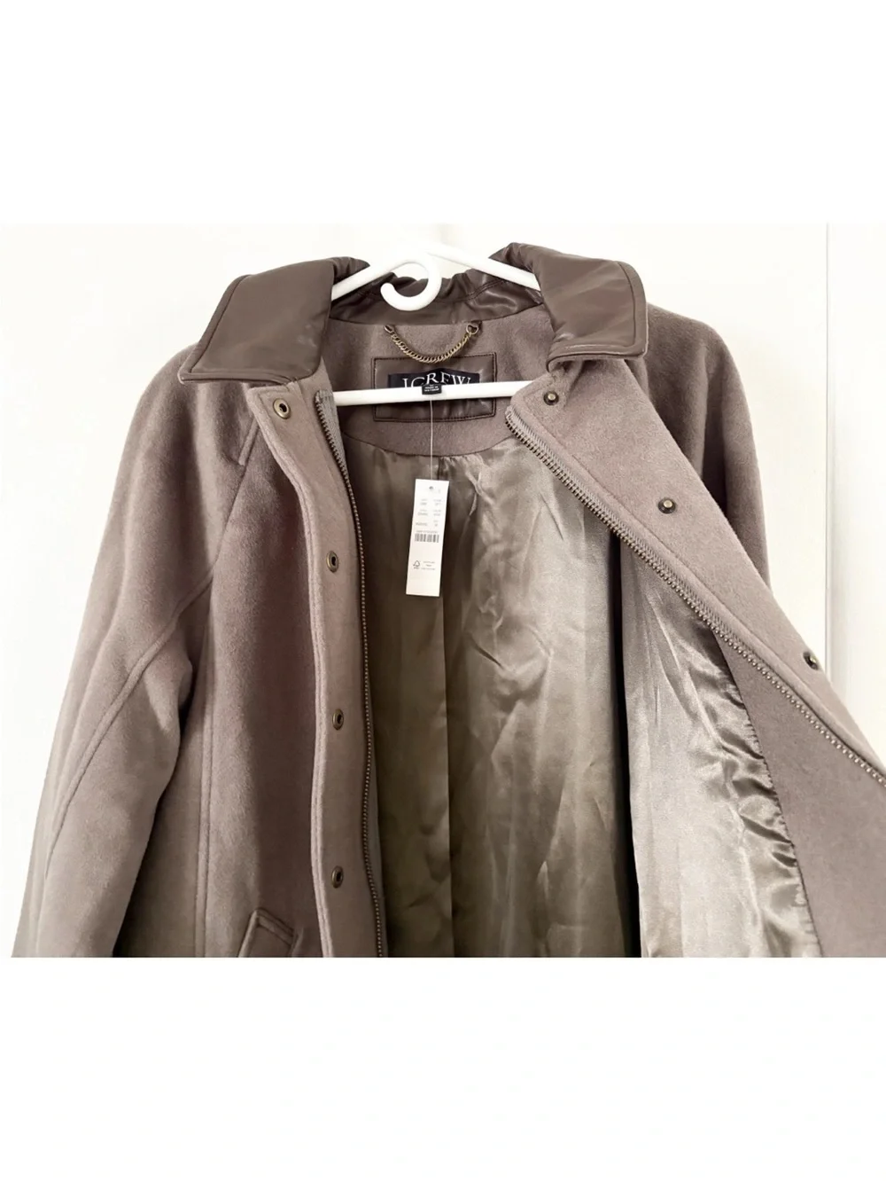NEW $398 J. Crew Drapey Gray Brown Olive Green Wool Barn Jacket Coat Sz Medium M